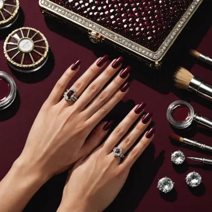 Искусство маникюра: как подчеркнуть индивидуальность с помощью бордового цвета и страз